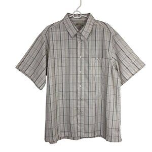 Haggar Mens Short Sleeve Plaid Button Down Dress Shirt Wrinkle Resistant XL